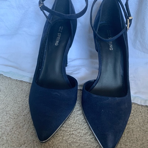 Call It Spring Blue Satin Camo Pattern Stilettos - Picture 3 of 5